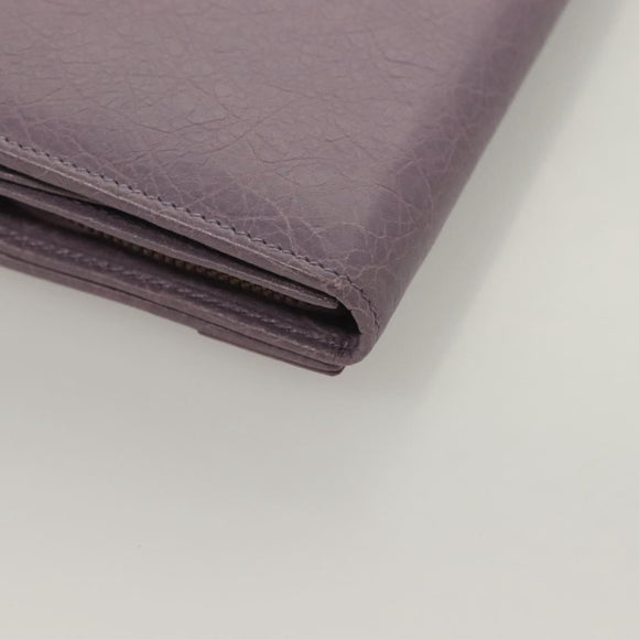 BALENCIAGA Classic Continental Zip Wallet Leather Purple 253038 Auth SW1026M