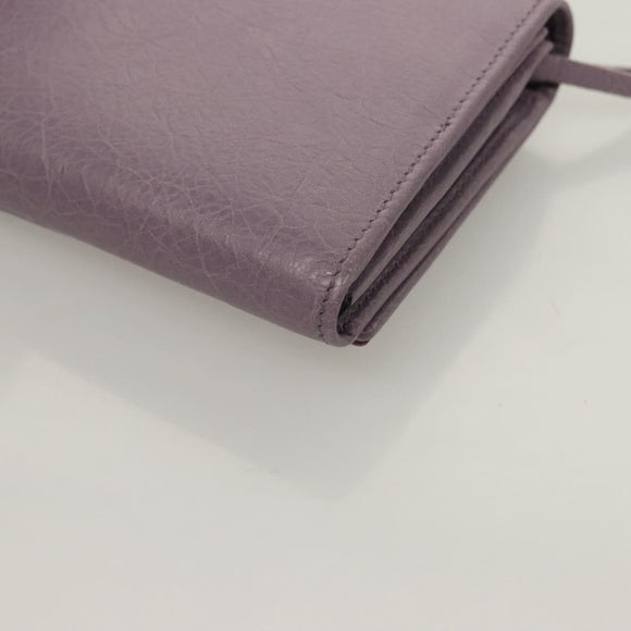 BALENCIAGA Classic Continental Zip Wallet Leather Purple 253038 Auth SW1026M