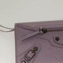 BALENCIAGA Classic Continental Zip Wallet Leather Purple 253038 Auth SW1026M-17
