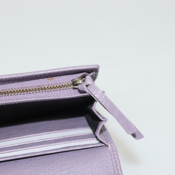BALENCIAGA Classic Continental Zip Wallet Leather Purple 253038 Auth SW1026M