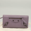 BALENCIAGA Classic Continental Zip Wallet Leather Purple 253038 Auth SW1026M-12