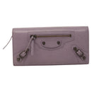 BALENCIAGA Classic Continental Zip Wallet Leather Purple 253038 Auth SW1026M-13