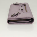 BALENCIAGA Classic Continental Zip Wallet Leather Purple 253038 Auth SW1026M-3