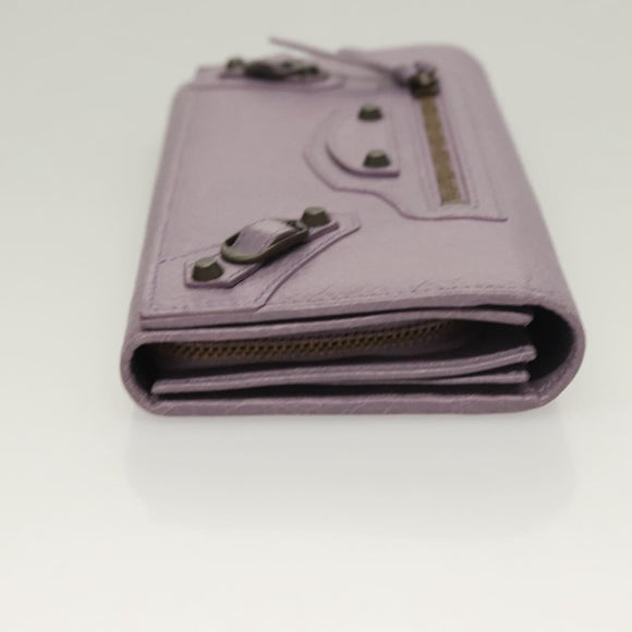 BALENCIAGA Classic Continental Zip Wallet Leather Purple 253038 Auth SW1026M
