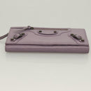 BALENCIAGA Classic Continental Zip Wallet Leather Purple 253038 Auth SW1026M-6