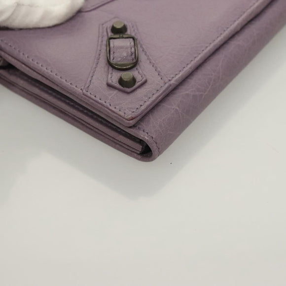 BALENCIAGA Classic Continental Zip Wallet Leather Purple 253038 Auth SW1026M