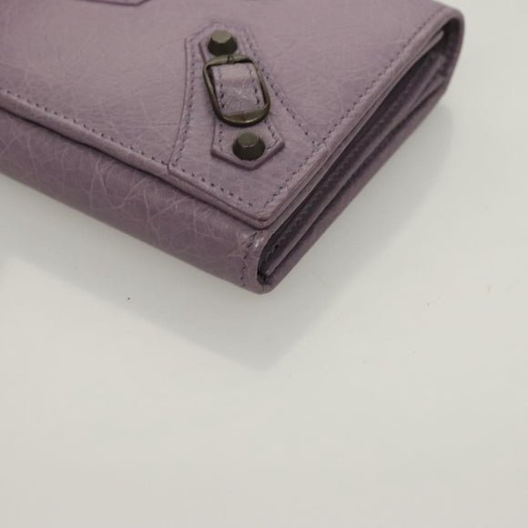BALENCIAGA Classic Continental Zip Wallet Leather Purple 253038 Auth SW1026M
