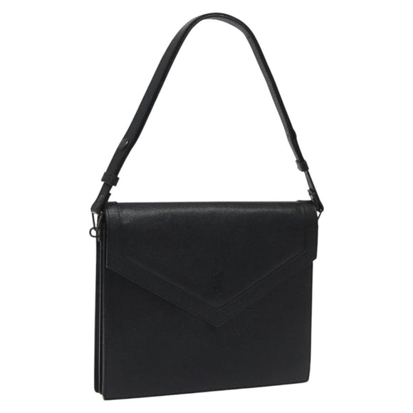SAINT LAURENT Shoulder Bag Leather Black Auth sw105