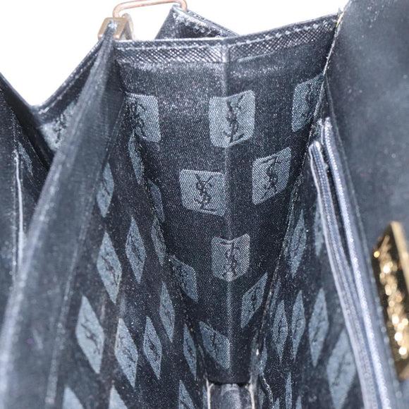 SAINT LAURENT Shoulder Bag Leather Black Auth sw105