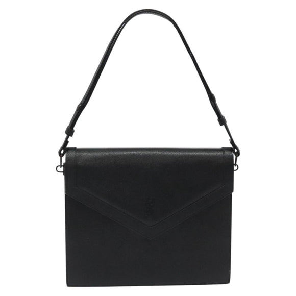 SAINT LAURENT Shoulder Bag Leather Black Auth sw105
