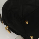 PRADA Chain Hand Bag Nylon Black Gold Auth SW1053-10