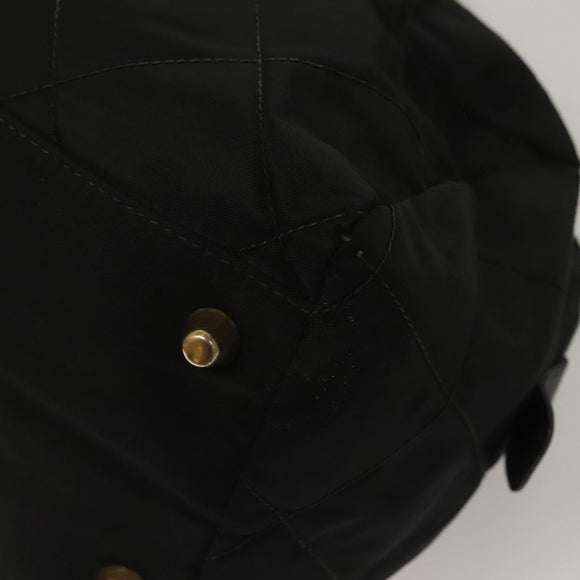 PRADA Chain Hand Bag Nylon Black Gold Auth SW1053