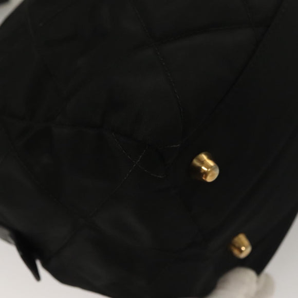 PRADA Chain Hand Bag Nylon Black Gold Auth SW1053