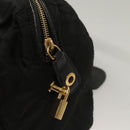 PRADA Chain Hand Bag Nylon Black Gold Auth SW1053-14