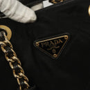 PRADA Chain Hand Bag Nylon Black Gold Auth SW1053-15