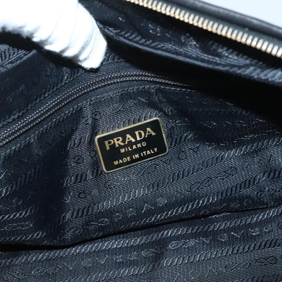 PRADA Chain Hand Bag Nylon Black Gold Auth SW1053