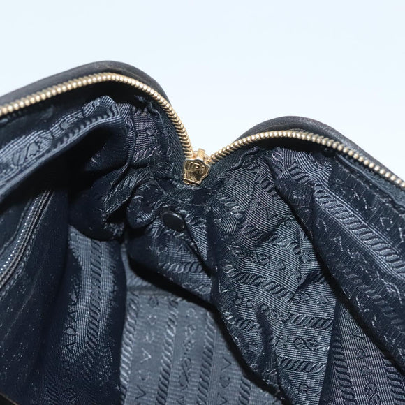 PRADA Chain Hand Bag Nylon Black Gold Auth SW1053
