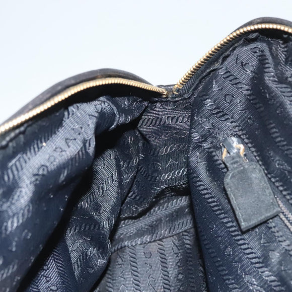 PRADA Chain Hand Bag Nylon Black Gold Auth SW1053