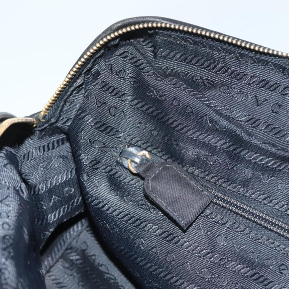 PRADA Chain Hand Bag Nylon Black Gold Auth SW1053