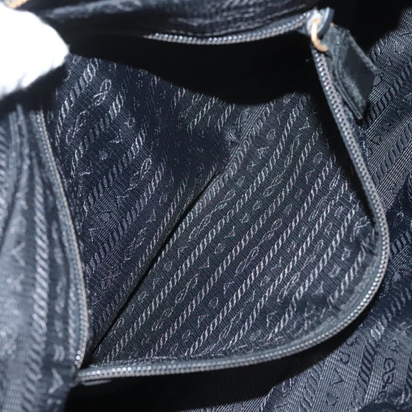 PRADA Chain Hand Bag Nylon Black Gold Auth SW1053