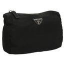 PRADA Pouch Nylon Black Silver Auth SW1056-1