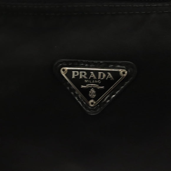 PRADA Pouch Nylon Black Silver Auth SW1056