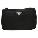 PRADA Pouch Nylon Black Silver Auth SW1056-13