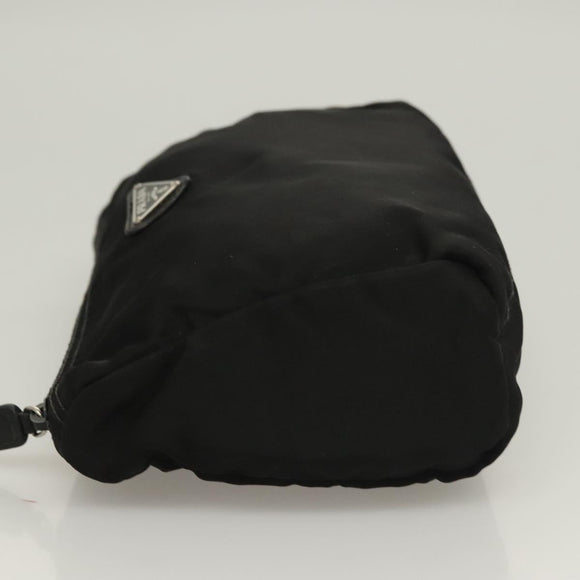PRADA Pouch Nylon Black Silver Auth SW1056