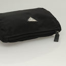 PRADA Pouch Nylon Black Silver Auth SW1056-5