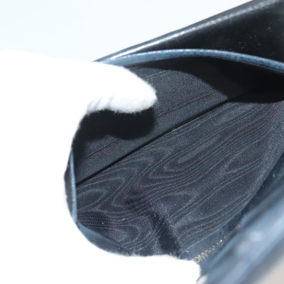 CHANEL COCO Mark Long Wallet Caviar Skin Navy Gold CC Auth SW1065