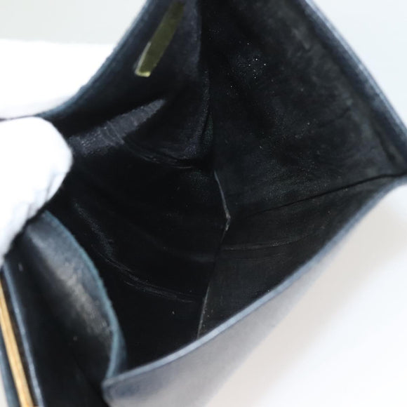 CHANEL COCO Mark Long Wallet Caviar Skin Navy Gold CC Auth SW1065