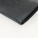 CHANEL COCO Mark Long Wallet Caviar Skin Navy Gold CC Auth SW1065-14