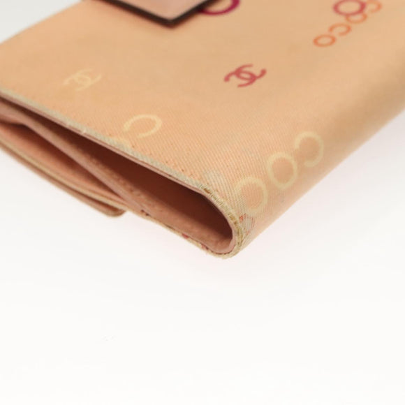 CHANEL COCO Mark Wallet Canvas Pink Gold CC Auth SW1068