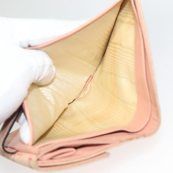 CHANEL COCO Mark Wallet Canvas Pink Gold CC Auth SW1068