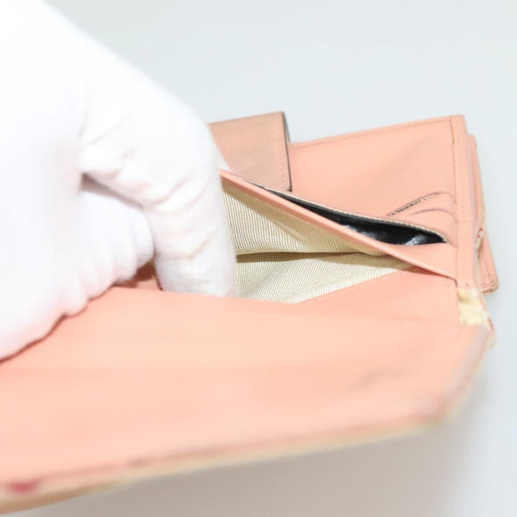 CHANEL COCO Mark Wallet Canvas Pink Gold CC Auth SW1068