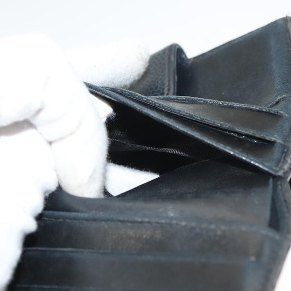 CHANEL COCO Mark Wallet Caviar Skin Black CC Auth SW1075