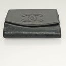 CHANEL COCO Mark Wallet Caviar Skin Black CC Auth SW1075-6