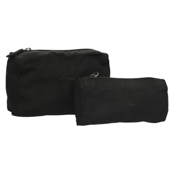 PRADA Pouch Nylon 2Set Black Auth SW1078