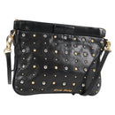 Miu Miu Shoulder Bag Leather Black Gold Auth sw1084V-1