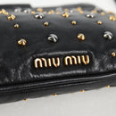 Miu Miu Shoulder Bag Leather Black Gold Auth sw1084V-18