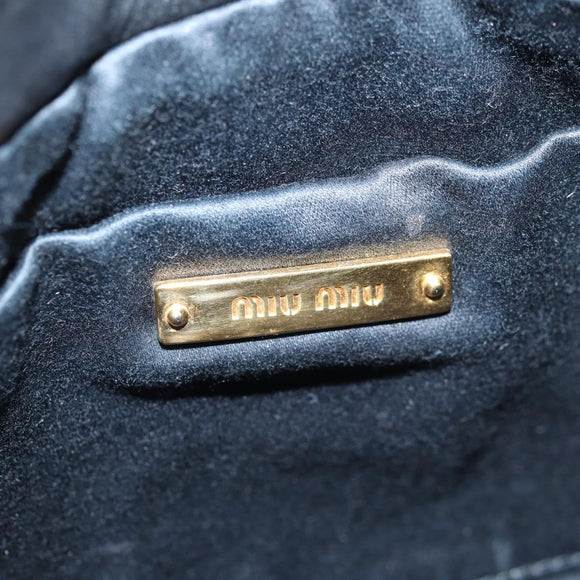 Miu Miu Shoulder Bag Leather Black Gold Auth sw1084V