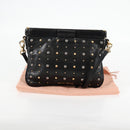 Miu Miu Shoulder Bag Leather Black Gold Auth sw1084V-12