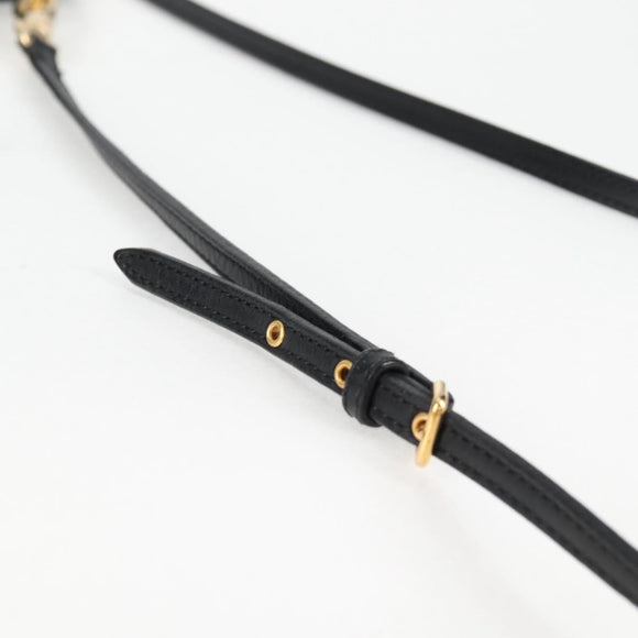 Miu Miu Shoulder Bag Leather Black Gold Auth sw1084V