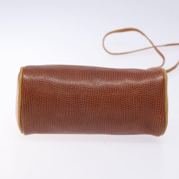 FENDI Hand Bag Leather 2way Brown Gold Auth sw1085