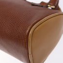 FENDI Hand Bag Leather 2way Brown Gold Auth sw1085-16