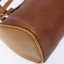 FENDI Hand Bag Leather 2way Brown Gold Auth sw1085-17