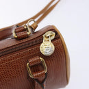 FENDI Hand Bag Leather 2way Brown Gold Auth sw1085-18