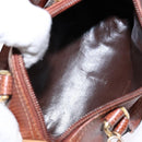 FENDI Hand Bag Leather 2way Brown Gold Auth sw1085-11