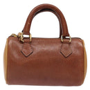 FENDI Hand Bag Leather 2way Brown Gold Auth sw1085-13