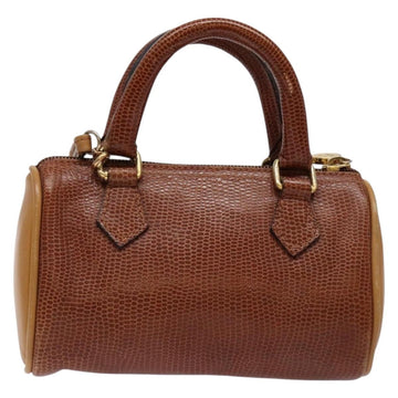 FENDI Hand Bag Leather 2way Brown Gold Auth sw1085 - 0